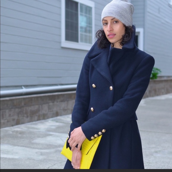 Coats | Zara Basic Wool Navy Blue Coat 